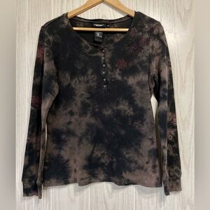 Harley Davidson Tie Dye Shirt Womens M thermal like material EUC